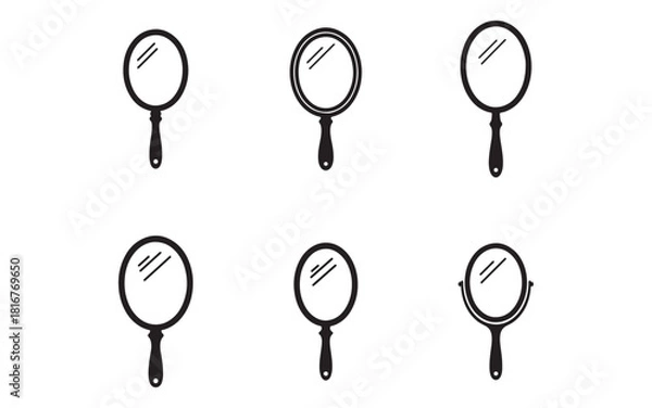 Obraz Collection of Handheld Mirrors Icons Isolated on White Background Vector Graphic