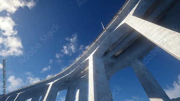 Fototapeta A photo of a bridge taken from a low angle with a sky background