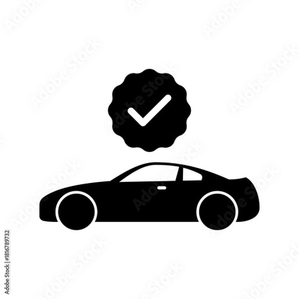 Fototapeta check car icon silhouette vector design