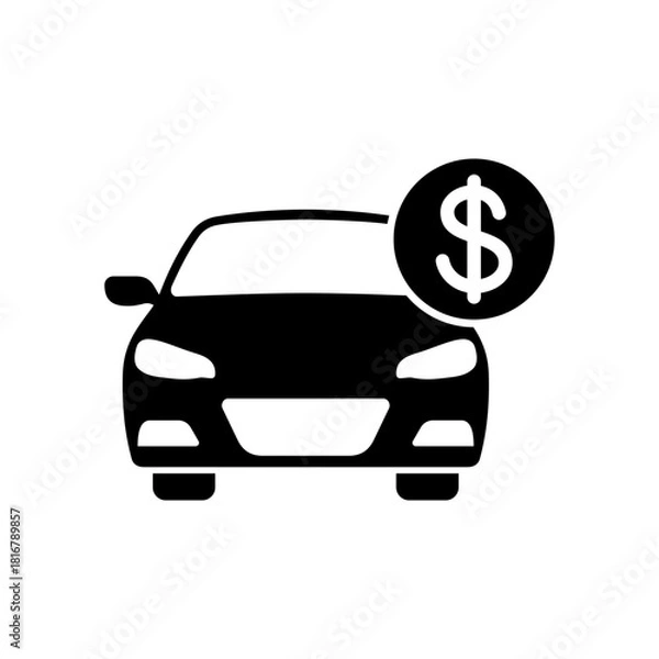 Fototapeta car price icon silhouette vector design