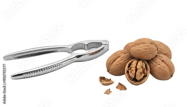Obraz くるみ割り器と殻付きナッツ