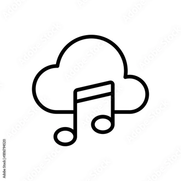 Fototapeta Cloud Storage music icon line vector design