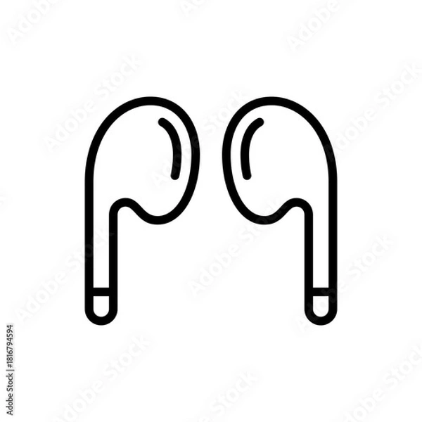 Fototapeta bluetooth earphone  icon line vector design