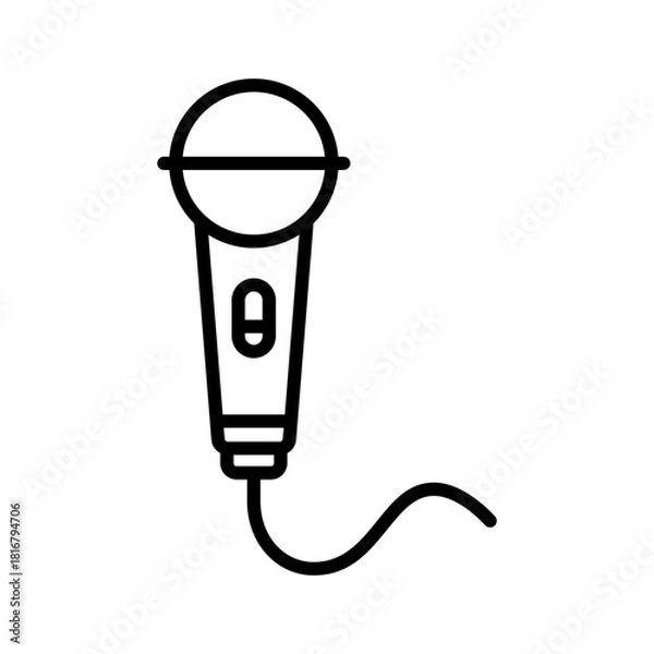 Fototapeta Singing mic icon line vector design
