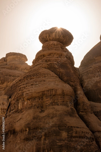 Obraz Wind eroded sandstone formations photographed in backlight