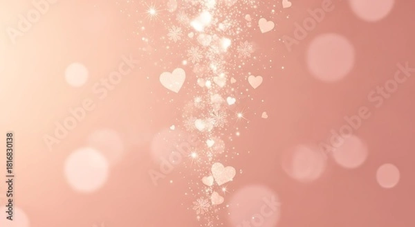 Obraz Sparkling hearts and snowflakes cascade, creating a romantic and festive mood