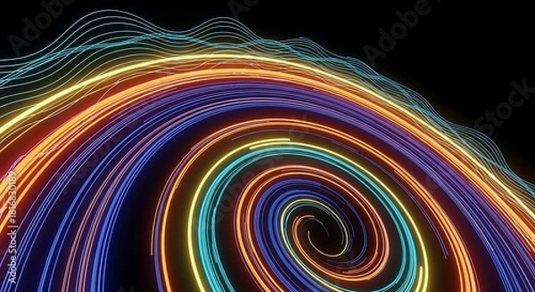 Obraz Vibrant swirling neon lights create dynamic abstract energy vortex background