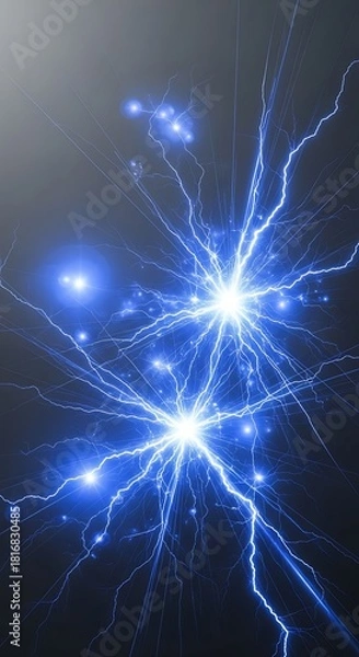 Obraz Dynamic blue lightning strikes energy background for science concepts