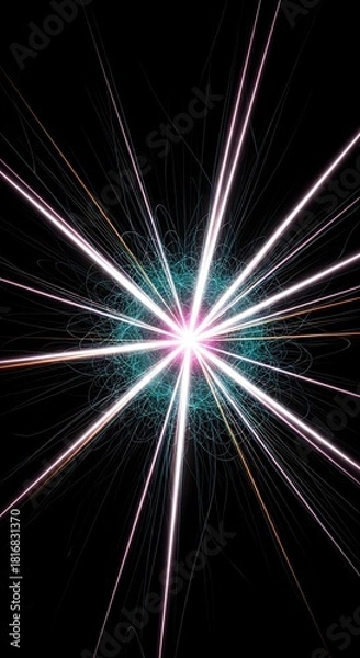 Obraz Vibrant light explosion effect, stunning energy burst on black backdrop