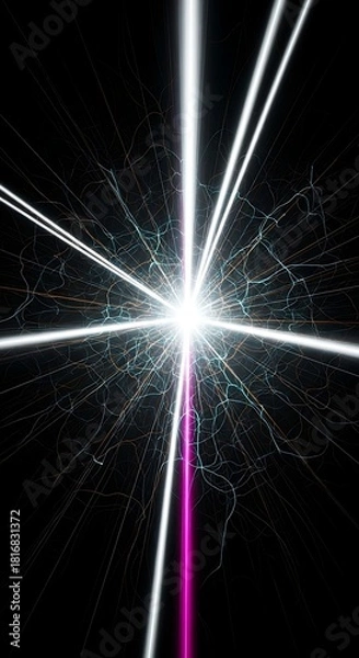 Obraz Stunning abstract light burst with vibrant energy on black backdrop