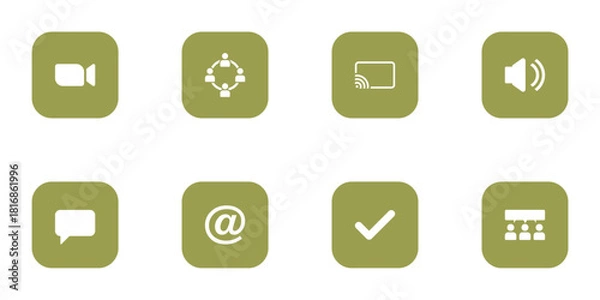 Obraz Minimal Black UI Action and Communication Icons Set