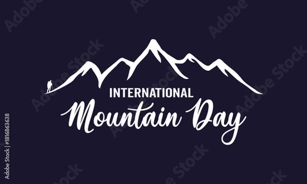 Fototapeta International mountain Day. Vector illustration concept of a mountain landscape for a holiday card design or vintage business logo