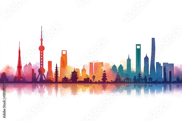 Obraz 世界の都市景観のイラスト背景素材