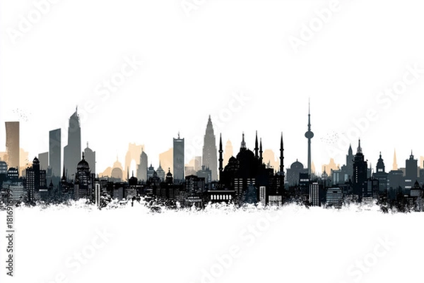 Obraz 世界の都市景観のイラスト背景素材