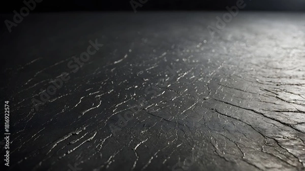 Fototapeta Dark Cracked Surface Texture with Rough Scratches, Abstract Background
