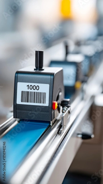 Obraz High-speed label printer stamping on vegetable packs for efficient packaging solutions