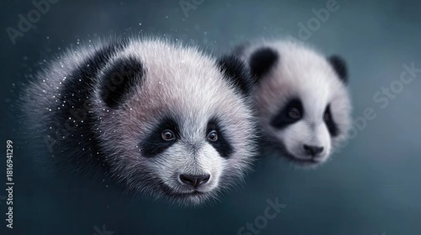 Fototapeta Two adorable panda cubs