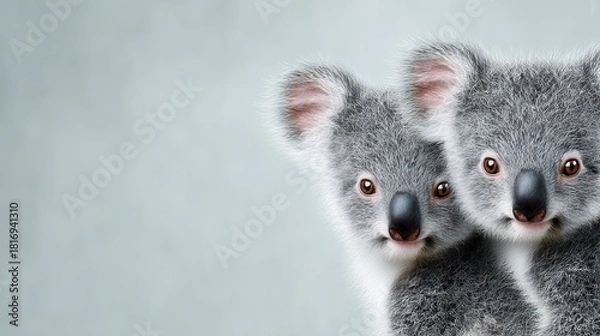 Fototapeta Two baby koalas close-up