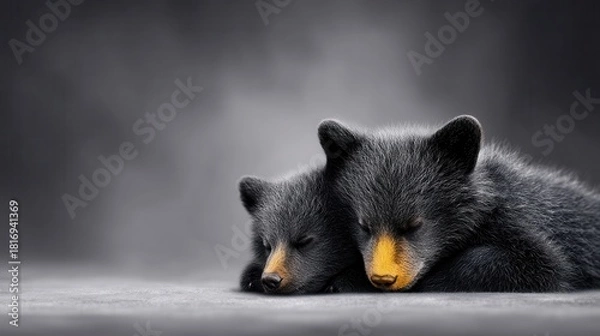 Fototapeta Two bear cubs sleeping