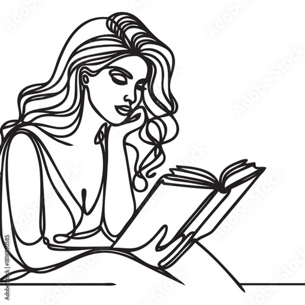 Obraz girl one line. vector drawing.
