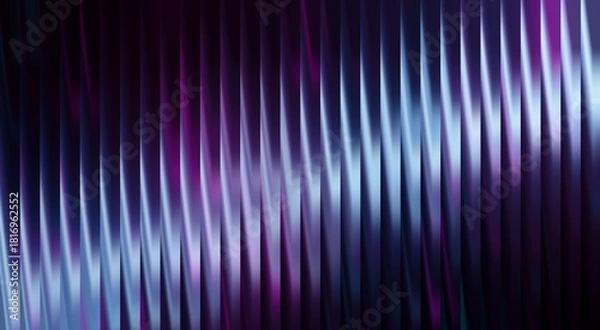 Fototapeta Abstract 3D rendering of vertical lines in gradients of purple and blue. The lines create an optical illusion of depth and movement, ideal for design backgrounds