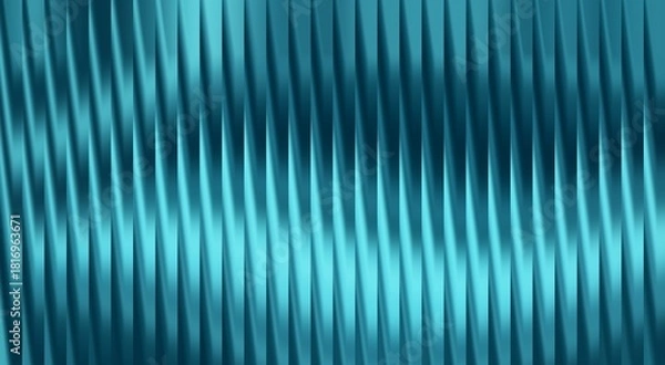 Fototapeta An abstract and dynamic turquoise colored metallic texture with a wave-like pattern