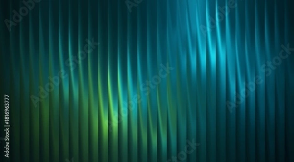 Fototapeta Abstract design with vertical lines and a blend of blue and green colors that creates a sense of depth and fluidity. The lighting gives a sense of both calmness and intrigue