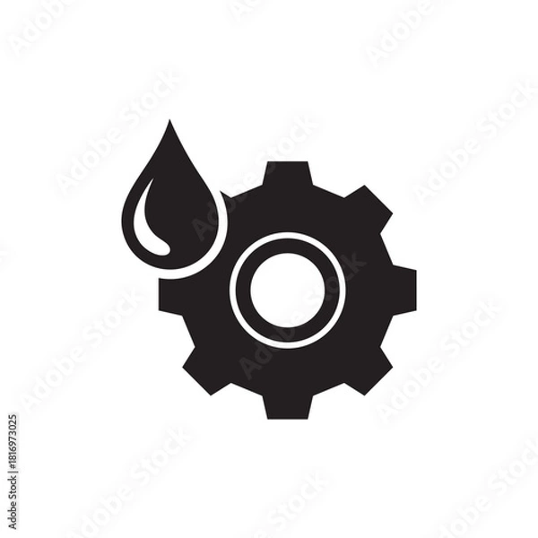 Fototapeta Oil Drop and Gear Mechanic Lubrication Icon Vector
