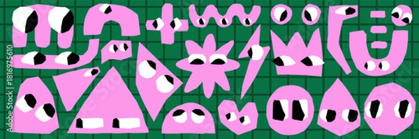 Obraz Cutout abstract shapes with emotion. Funny organic vector element