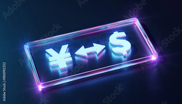 Obraz Currency Exchange Illustration: An illustrative representation of currency exchange between the Japanese Yen and the American Dollar, symbolizing international trade and financial transactions.