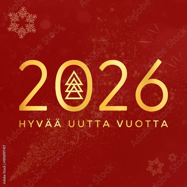 Fototapeta Christmas card in Finnish . Happy New Year 2026
Hyvää uutta vuotta