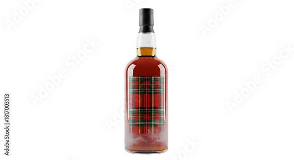 Fototapeta Elegant bottle of amber whiskey on a black background