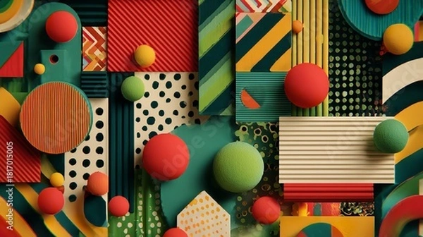 Fototapeta A vibrant geometric pattern collection with dynamic shapes
