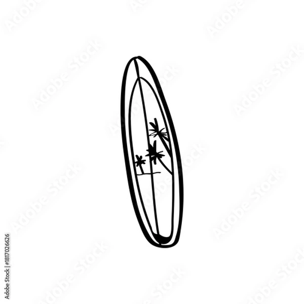 Fototapeta Surfboard hand drawn vector illustration
