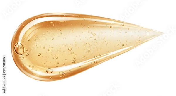 Obraz Transparent background golden cosmetic gel texture with bubbles isolated on transparent background