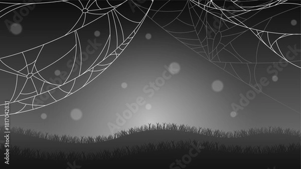 Obraz Spider Web On Dark Background Halloween Design Elements Spooky Scary Horror Decor Vector