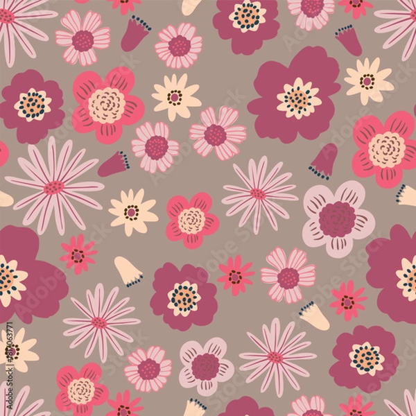 Obraz Easter Vector Patterns Spring Baskets Eggs Floral Wreath Flowers Seamless Designs