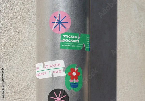 Obraz Front View Sticket on a Pole Mockup