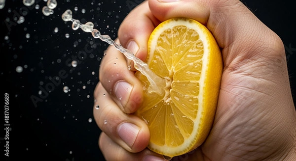 Fototapeta A person squeezing a lemon