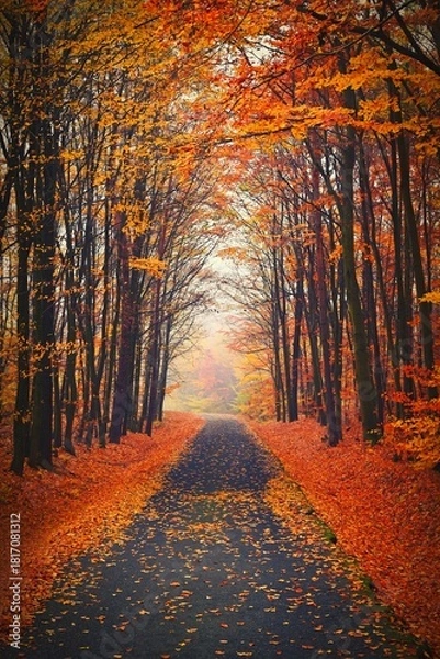 Fototapeta Autumn background with colorful trees. Nature with landscape. Seasonal concept for fall.