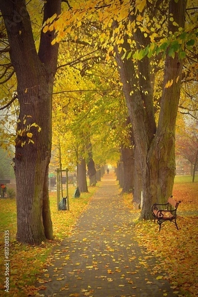 Fototapeta Autumn background with colorful trees. Nature with landscape. Seasonal concept for fall.