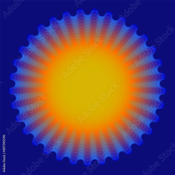 Obraz Round gradient shape with waves, abstract border, vector illustration.