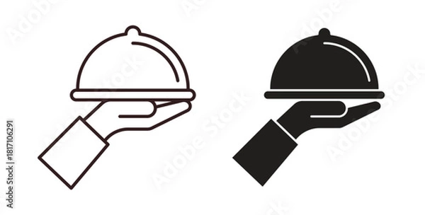 Obraz Hand holding tray icon symbol. Vector EPS 10. line and glyph icon