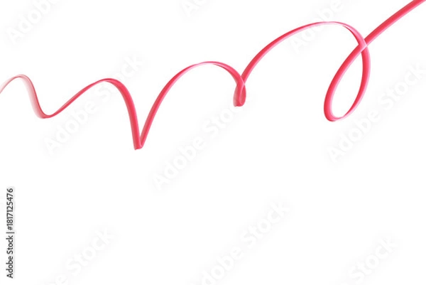 Obraz Abstract 3D Rendered Smooth Pink Curvy Line or Dynamic Wavy Wire with Transparent Background
