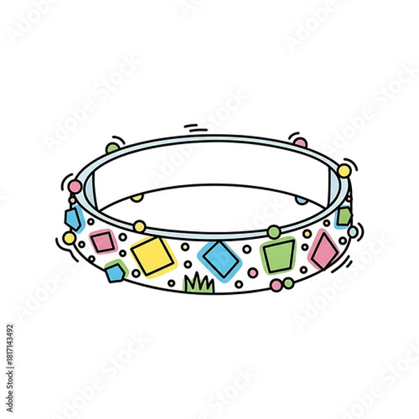 Obraz Colorful geometric bangle adorned with playful shapes and patterns  