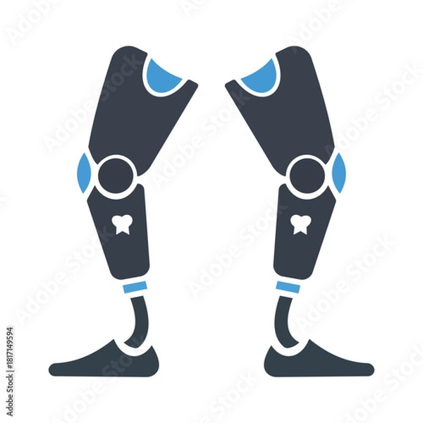 Fototapeta Modern prosthetic robotic legs illustration showing advanced bionic limb technology, artificial leg design, mobility support concept