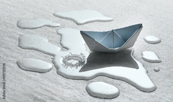 Obraz Origami paper sailboat on water