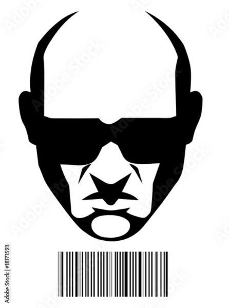 Obraz Hitman face and barcode identification