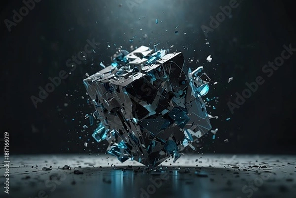 Fototapeta Cube collide splash material background