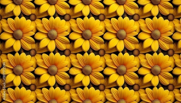 Fototapeta Seamless Pattern With Yellow Flowers